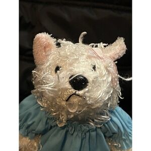 Ganz Webkinz White Terrier 8.5" Plush Dog With Pink Bow And blue blouse